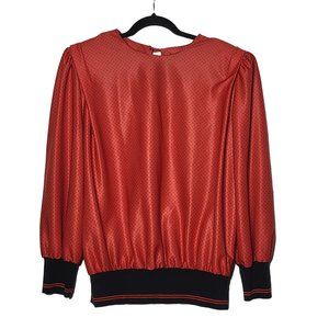 Vintage Leni Leni Women's Red and Black Polka-Dot Blouse Size 16 Retro‎ Bright